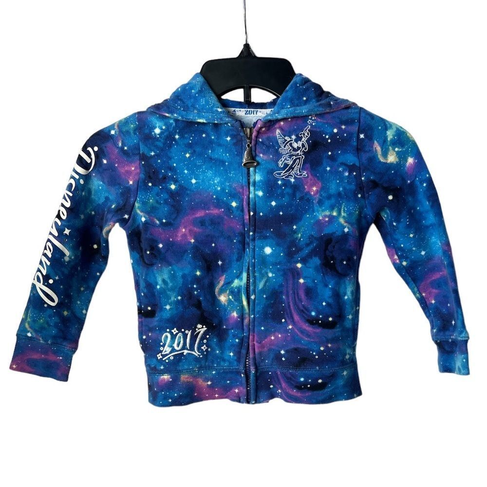 Disney Parks Sorcerer Mickey Galaxy 2017 Youth Boys Girls XS Full Zip Hoodie